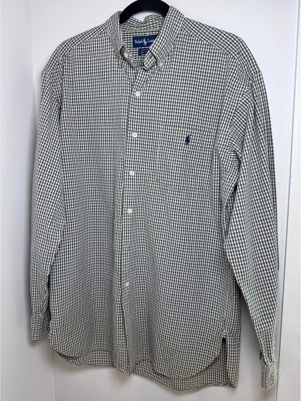 Ralph Lauren McMeel Men’s M Green Micro Check Button Down Shirt Size M